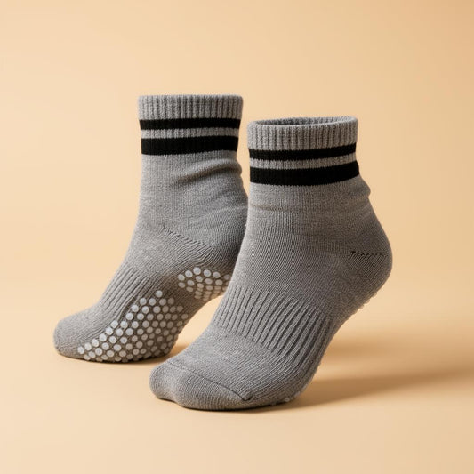 Heather gray pilates grip socks