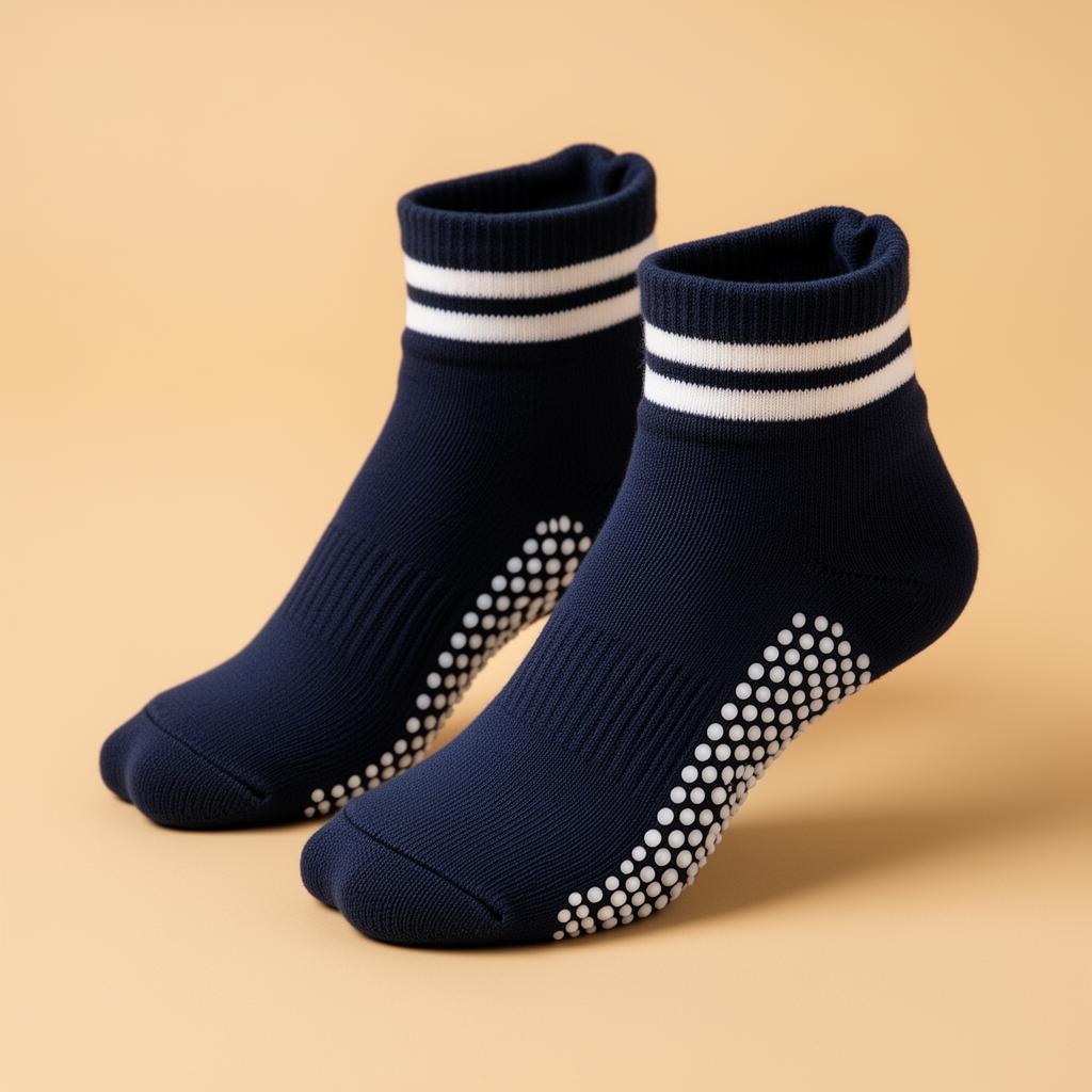 Navy pilates grip socks
